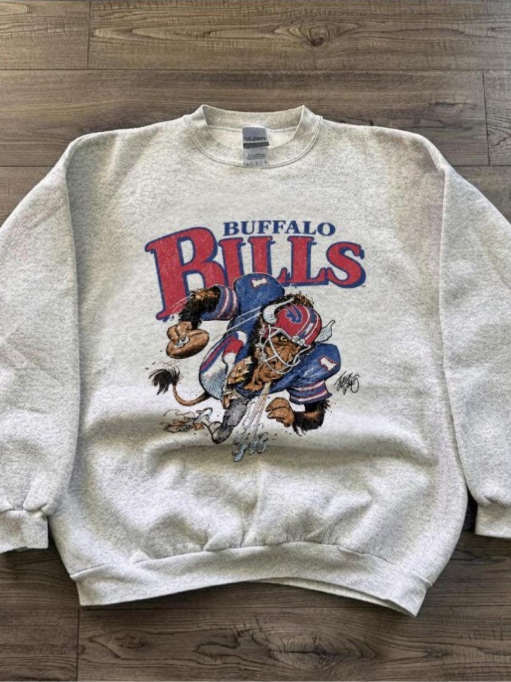 Gildan White Heather Buffalo Bills Graphic Crewneck